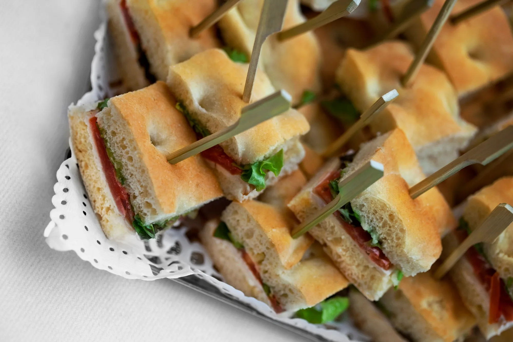 Toast and canapes on a caterer buffet